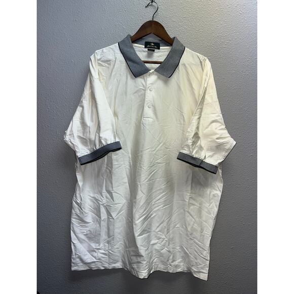 Vintage Antigua Polo Shirt White Checkered Sleeves Collared 100% Cotton Top 2XL - Picture 1 of 8